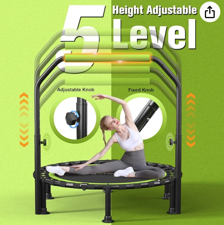Height-adjustable mini rebounder trampoline